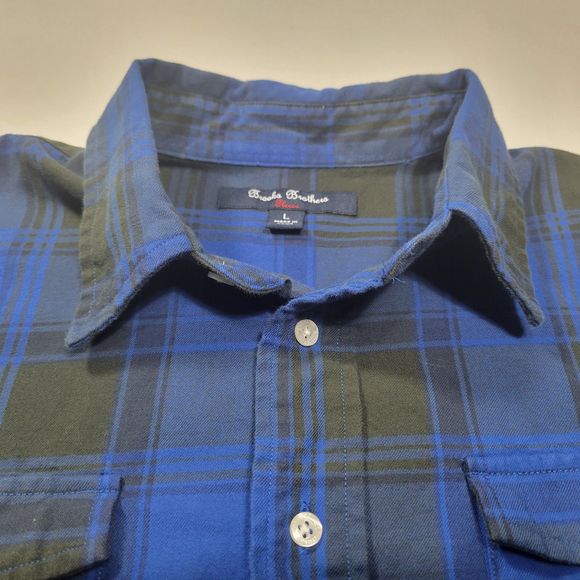 Brooks Brothers Red Fleece Men's LS Button Down Plaid Shirt Blue L - Picture 2 of 12